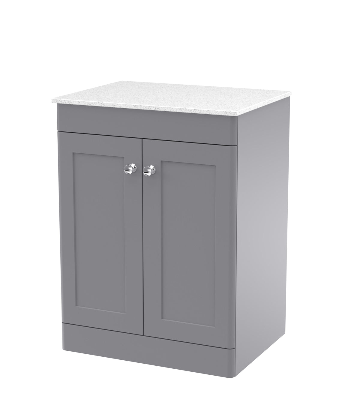 Nuie Classique 600mm 2 Door Floor Standing Vanity With White Marble Worktop