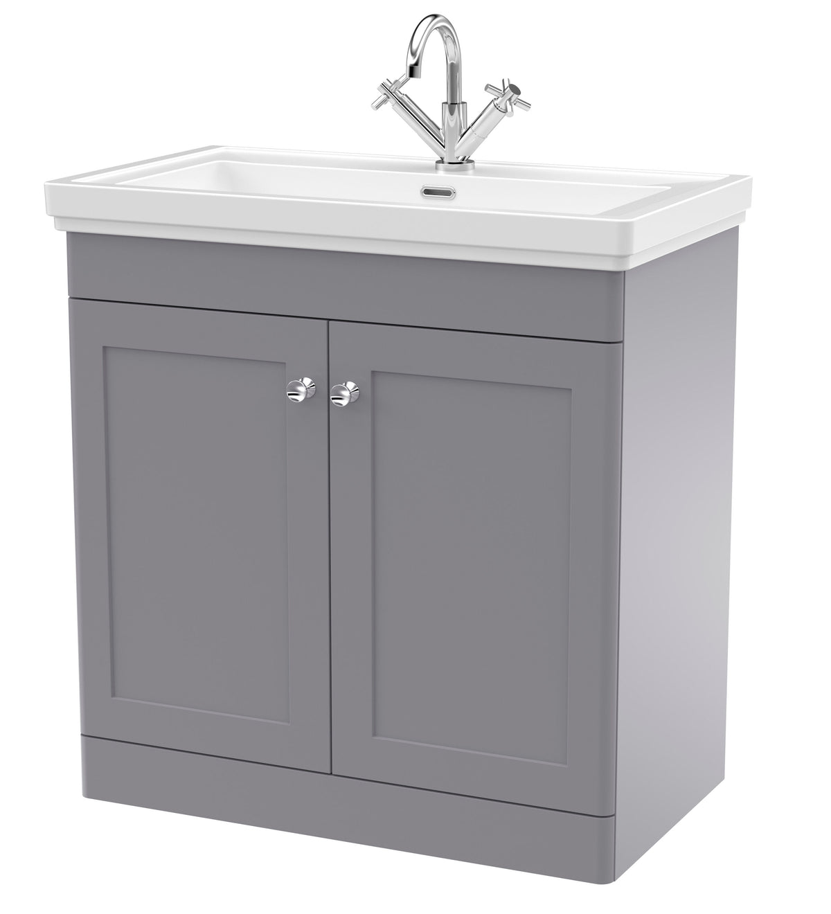 Nuie Classique 800mm 2 Door Floor Standing Vanity Unit With 1 Tap Hole Basin With Ceramic Basin