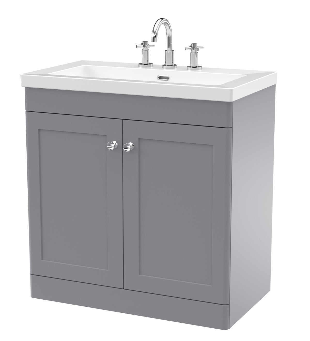 Nuie Classique 800mm 2 Door Floor Standing Vanity Unit With 3 Tap Hole Fireclay Basin