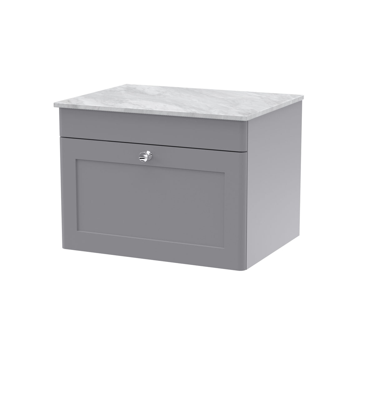 Nuie Classique 600mm 1 Drawer Wall Hung Vanity With Grey Marble Worktop