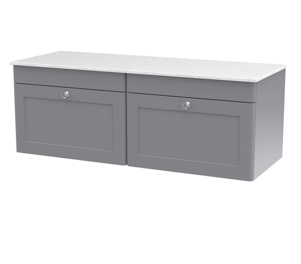 Nuie Classique 1200mm 2 Drawer Wall Hung Vanity With White Marble Worktop