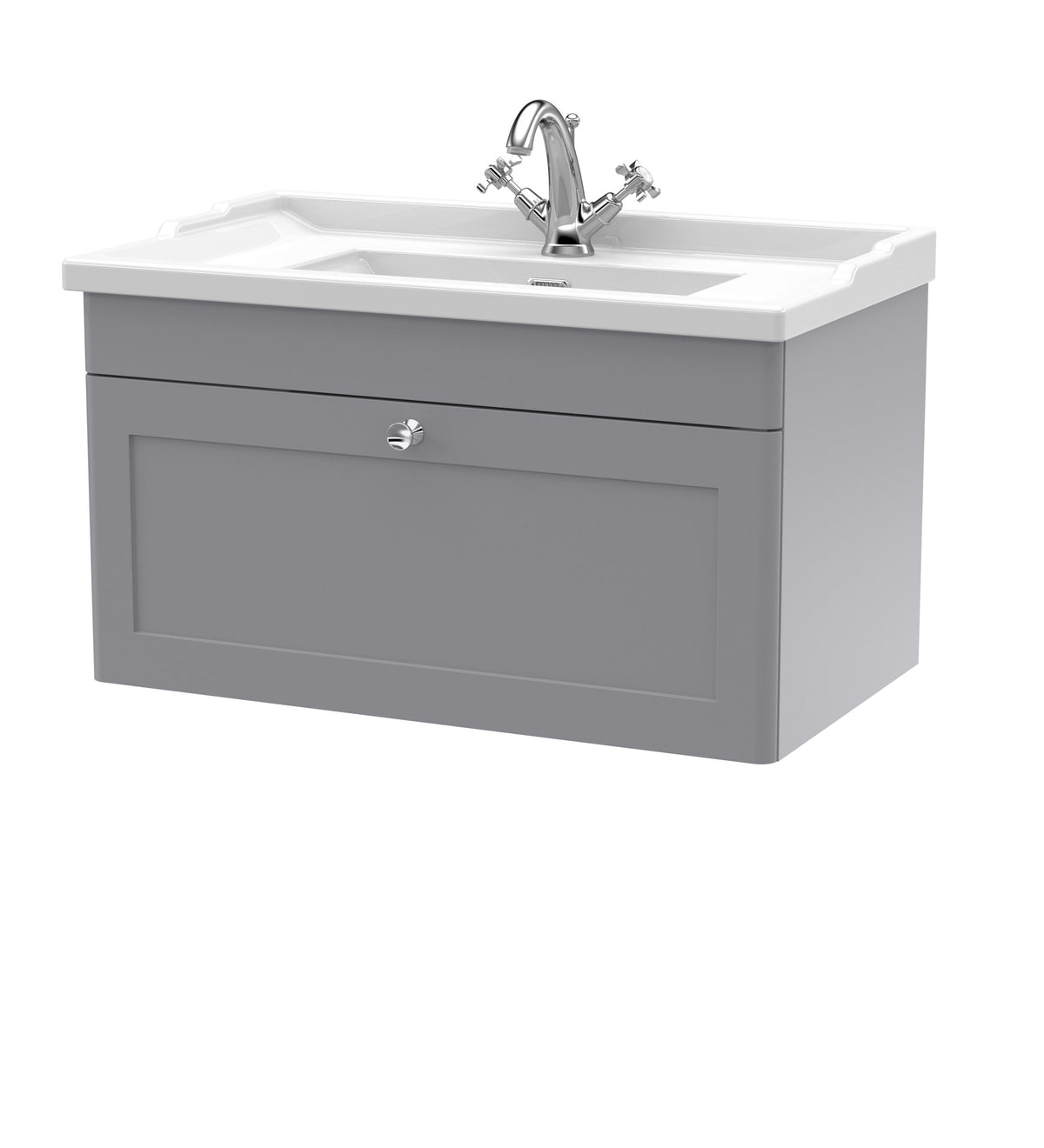 Nuie Classique 800mm 1 Drawer Wall Hung Vanity Unit With 1 Tap Hole Basin