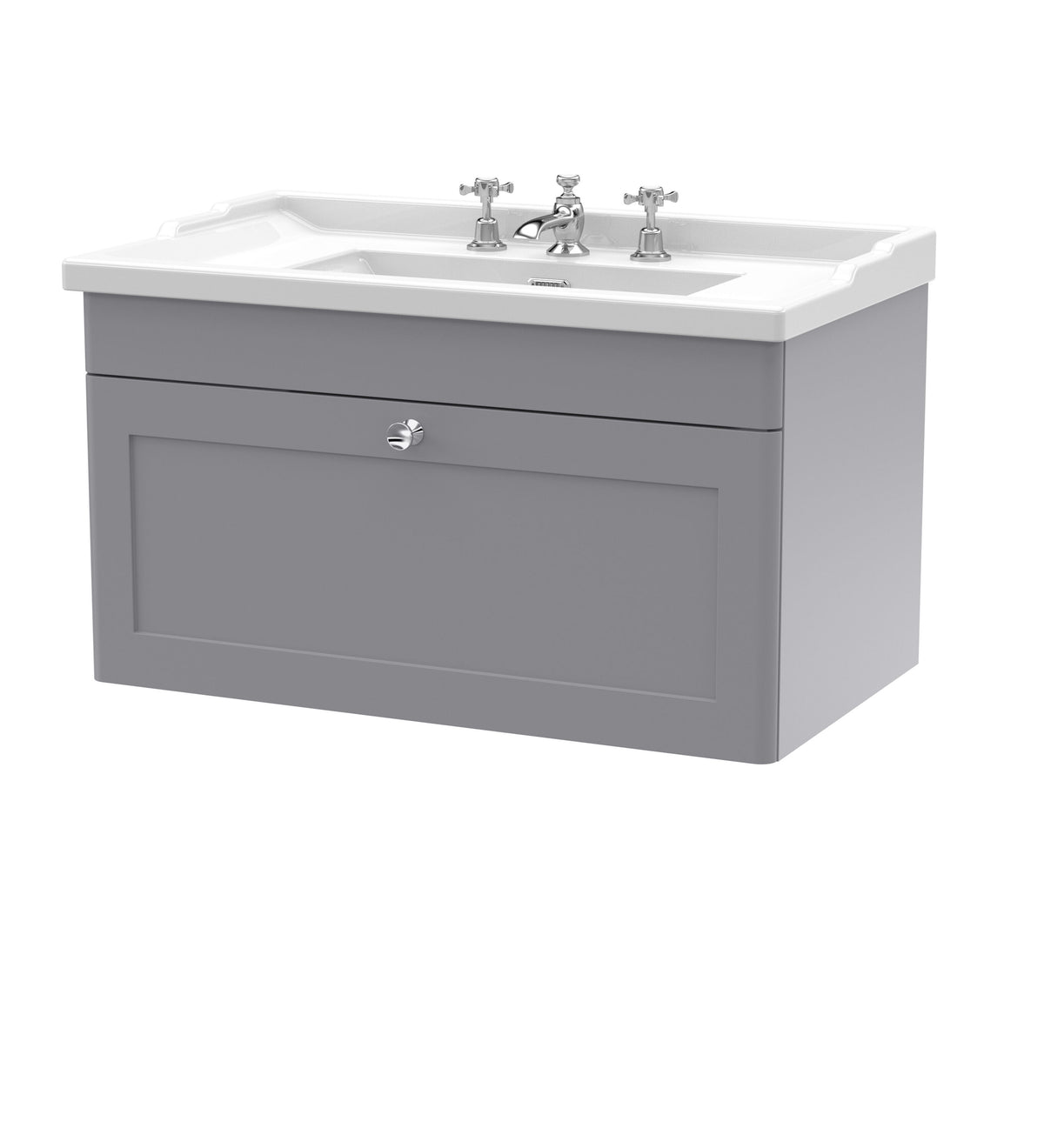 Nuie Classique 800mm 1 Drawer Wall Hung Vanity Unit With 3 Tap Hole Basin