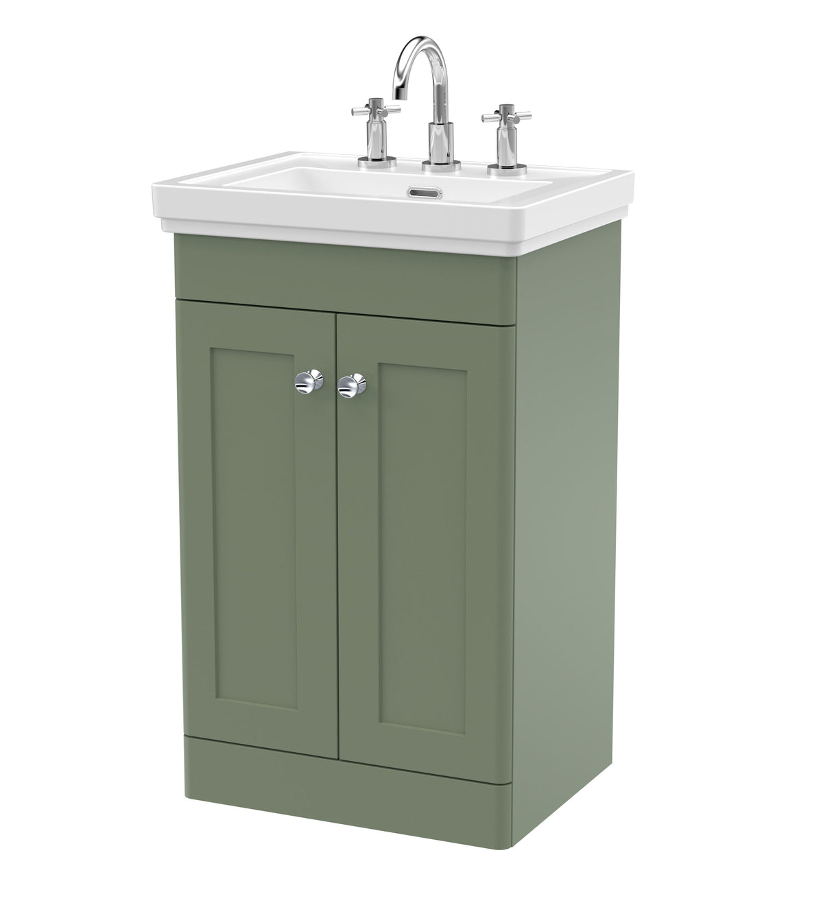Nuie Classique 500mm 2 Door Floor Standing Vanity Unit With 3 Tap Hole Basin