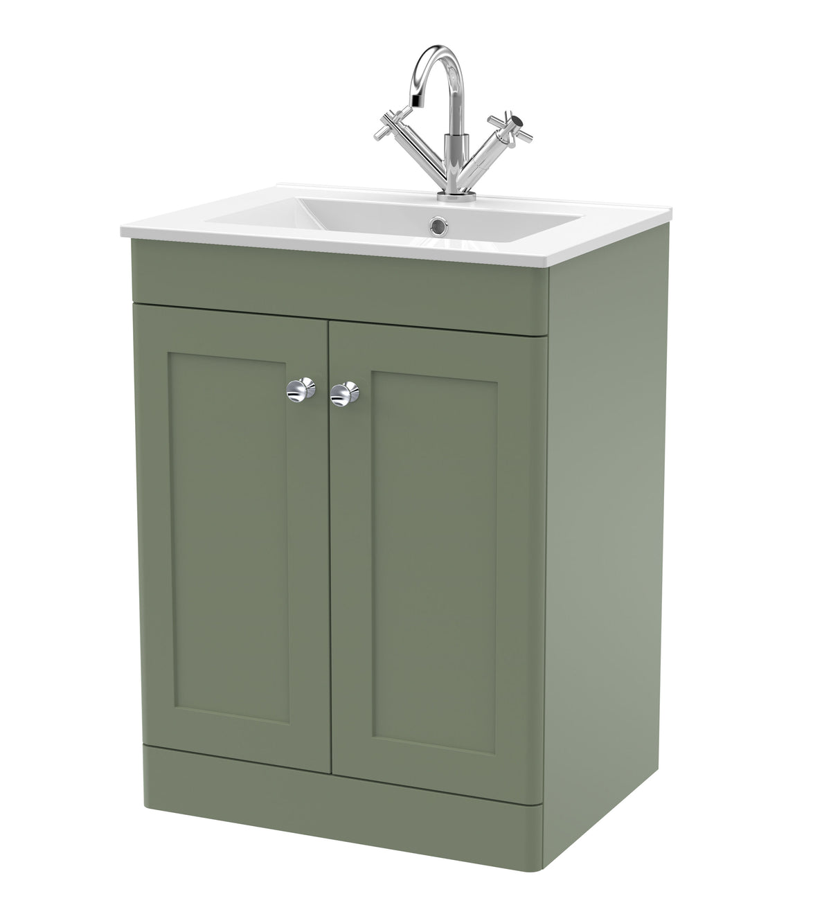 Nuie Classique 600mm 2 Door Floor Standing Vanity Unit With 1 Tap Hole Basin