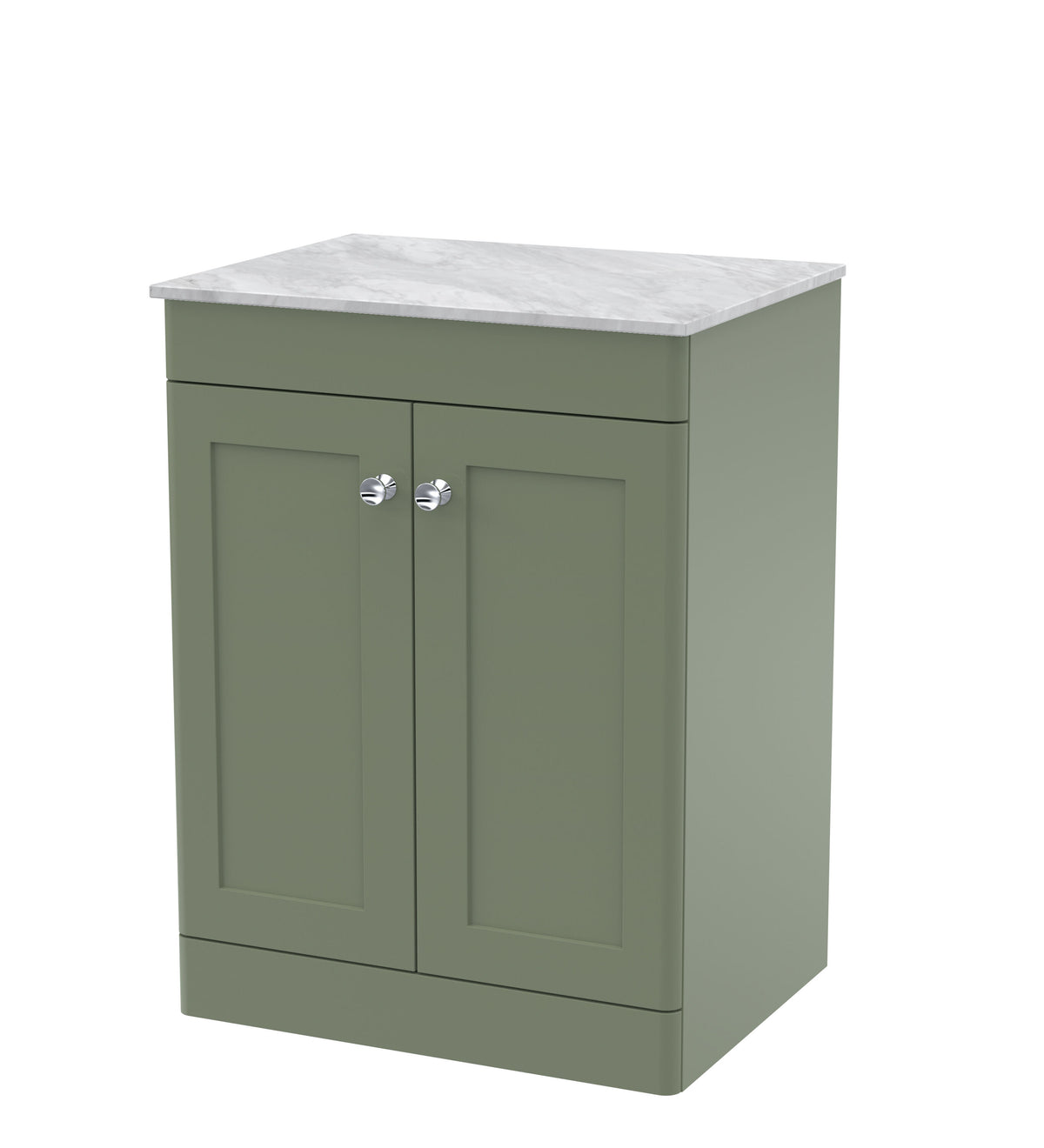 Nuie Classique 600mm 2 Door Floor Standing Vanity Unit With Grey Marble Worktop