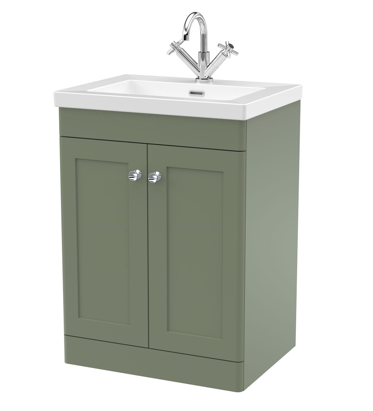 Nuie Classique 600mm 2 Door Floor Standing Vanity Unit With 1 Tap Hole Fireclay Basin