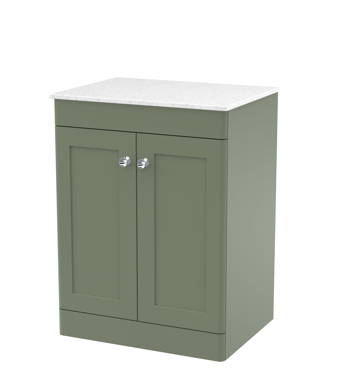 Nuie Classique 600mm 2 Door Floor Standing Vanity With White Marble Worktop