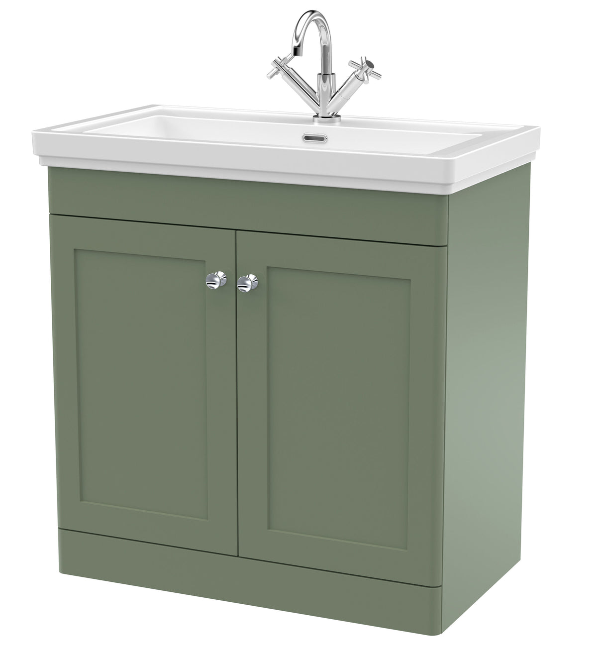 Nuie Classique 800mm 2 Door Floor Standing Vanity Unit With 1 Tap Hole Basin With Ceramic Basin