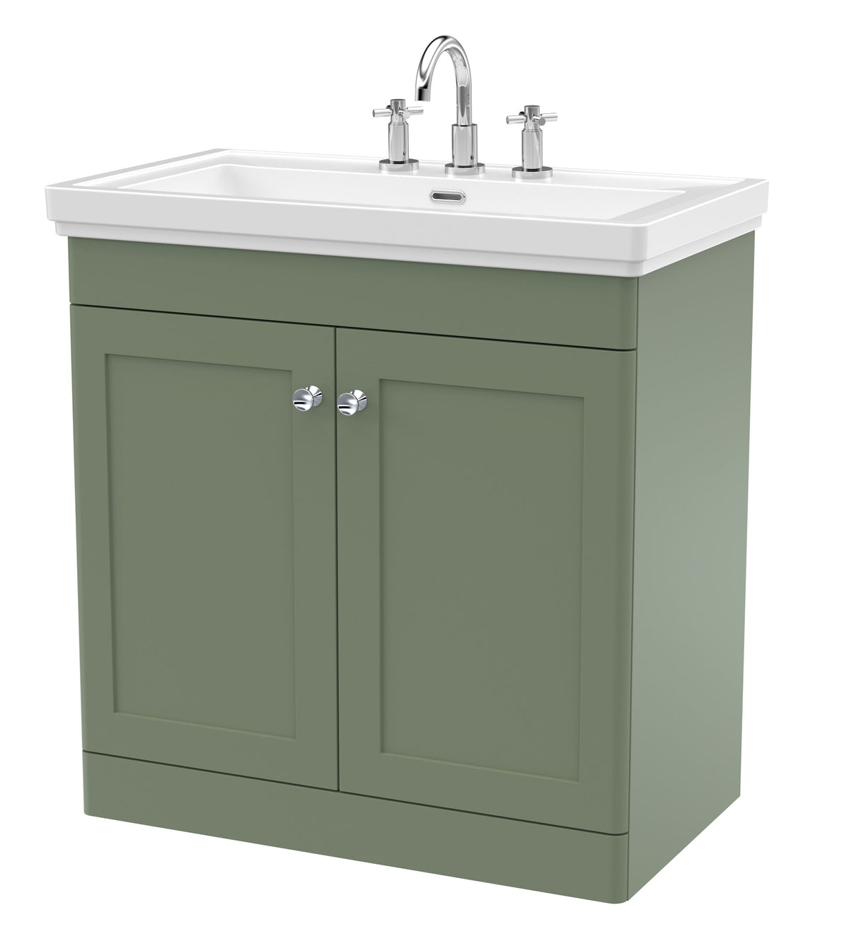Nuie Classique 800mm 2 Door Floor Standing Vanity Unit With 3 Tap Hole Basin