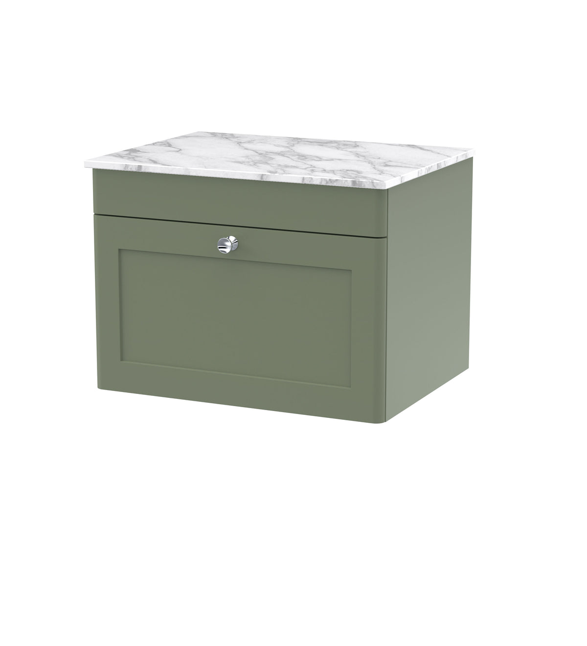 Nuie Classique 600mm 1 Drawer Wall Hung Vanity Unit With Carrara Marble Worktop
