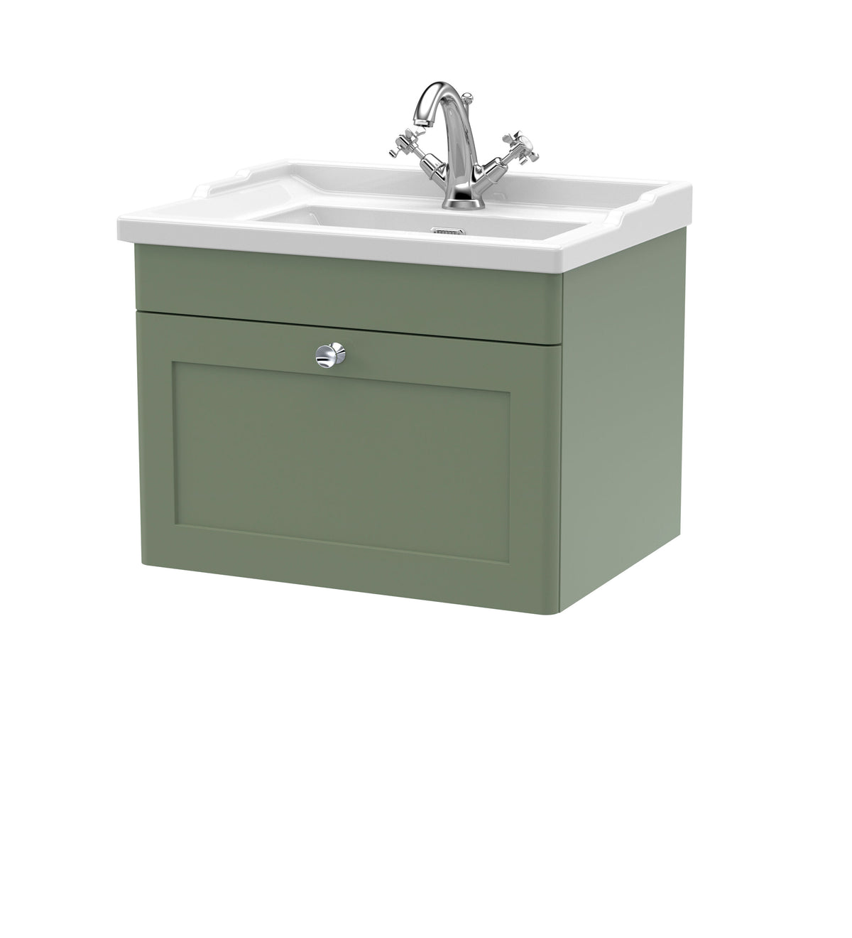 Nuie Classique 600mm 1 Drawer Wall Hung Vanity Unit With 1 Tap Hole Basin