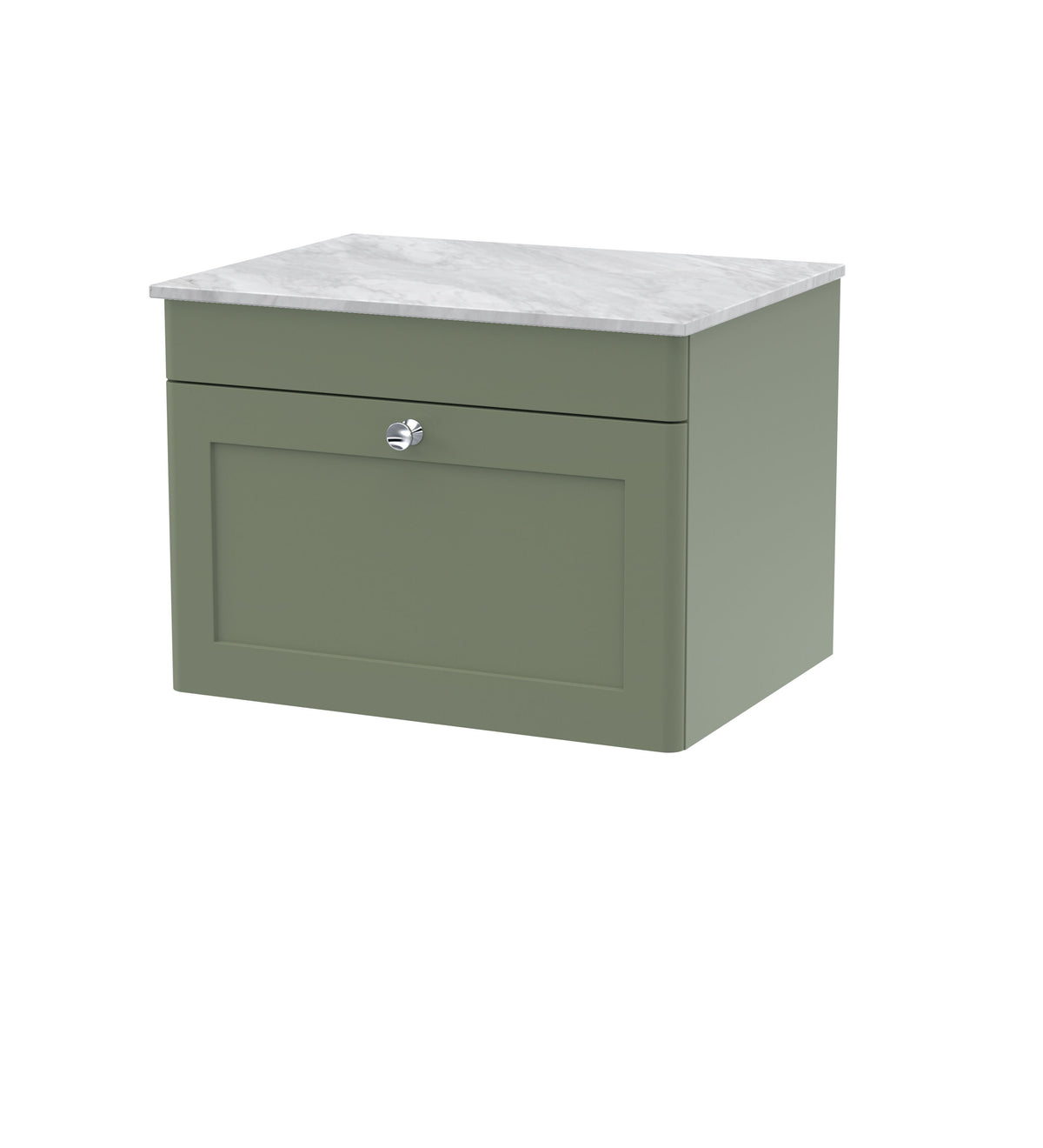 Nuie Classique 600mm 1 Drawer Wall Hung Vanity Unit With Grey Marble Worktop