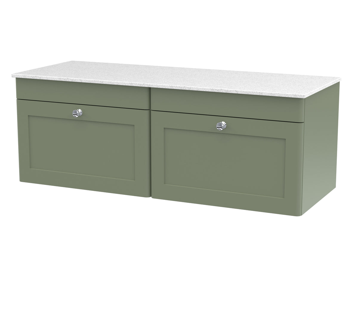 Nuie Classique 1200mm 2 Drawer Wall Hung Vanity With White Marble Worktop