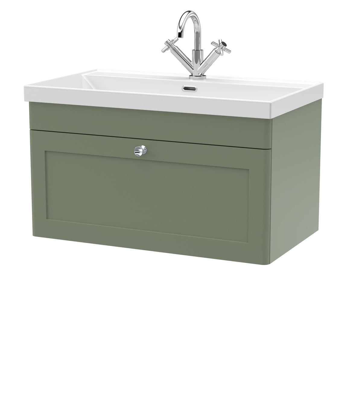 Nuie Classique 800mm 1 Drawer Wall Hung Vanity Unit With 1 Tap Hole Thin Edge Basin