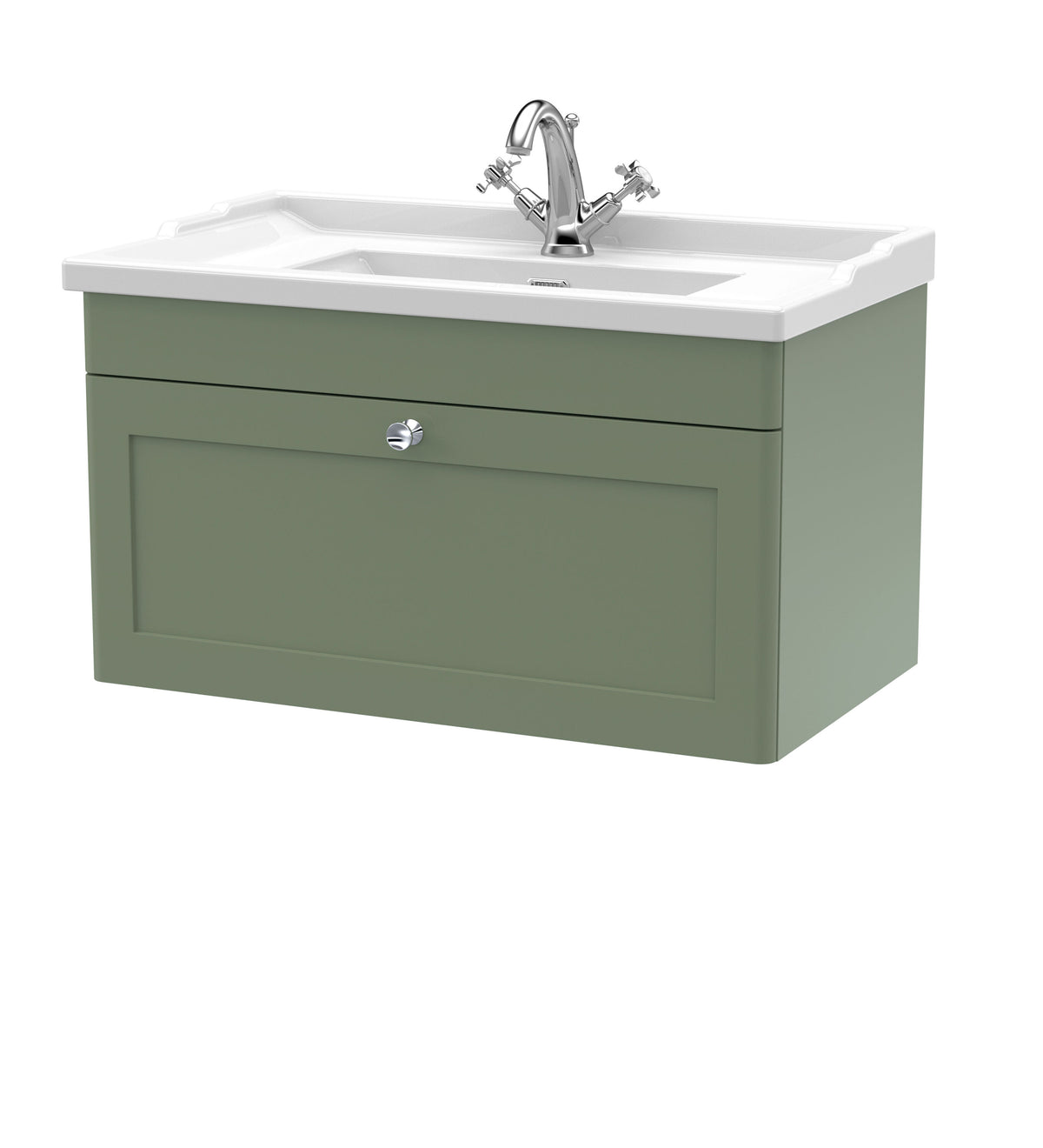 Nuie Classique 800mm 1 Drawer Wall Hung Vanity Unit With 1 Tap Hole Basin