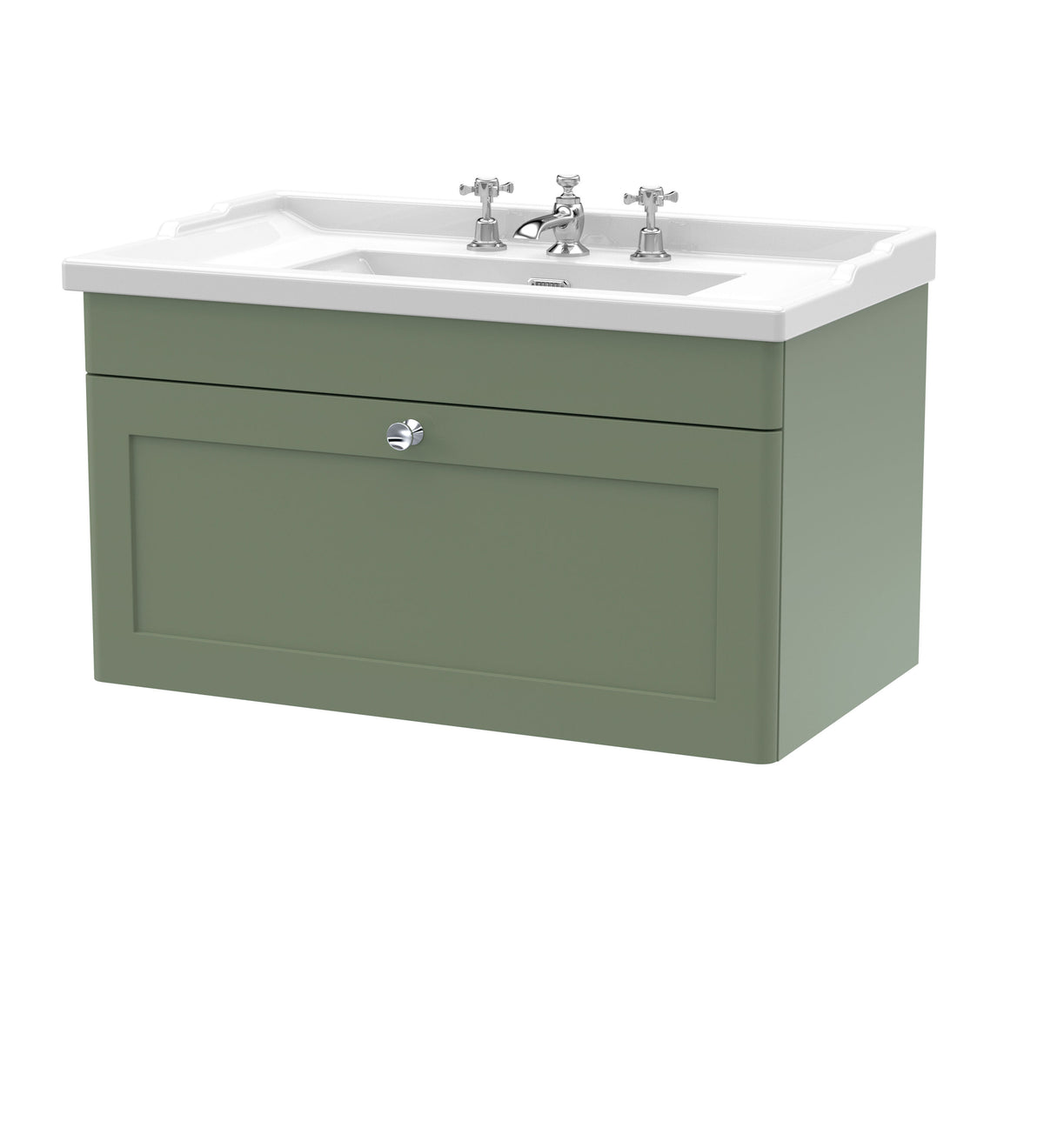 Nuie Classique 800mm 1 Drawer Wall Hung Vanity Unit With 3 Tap Hole Basin