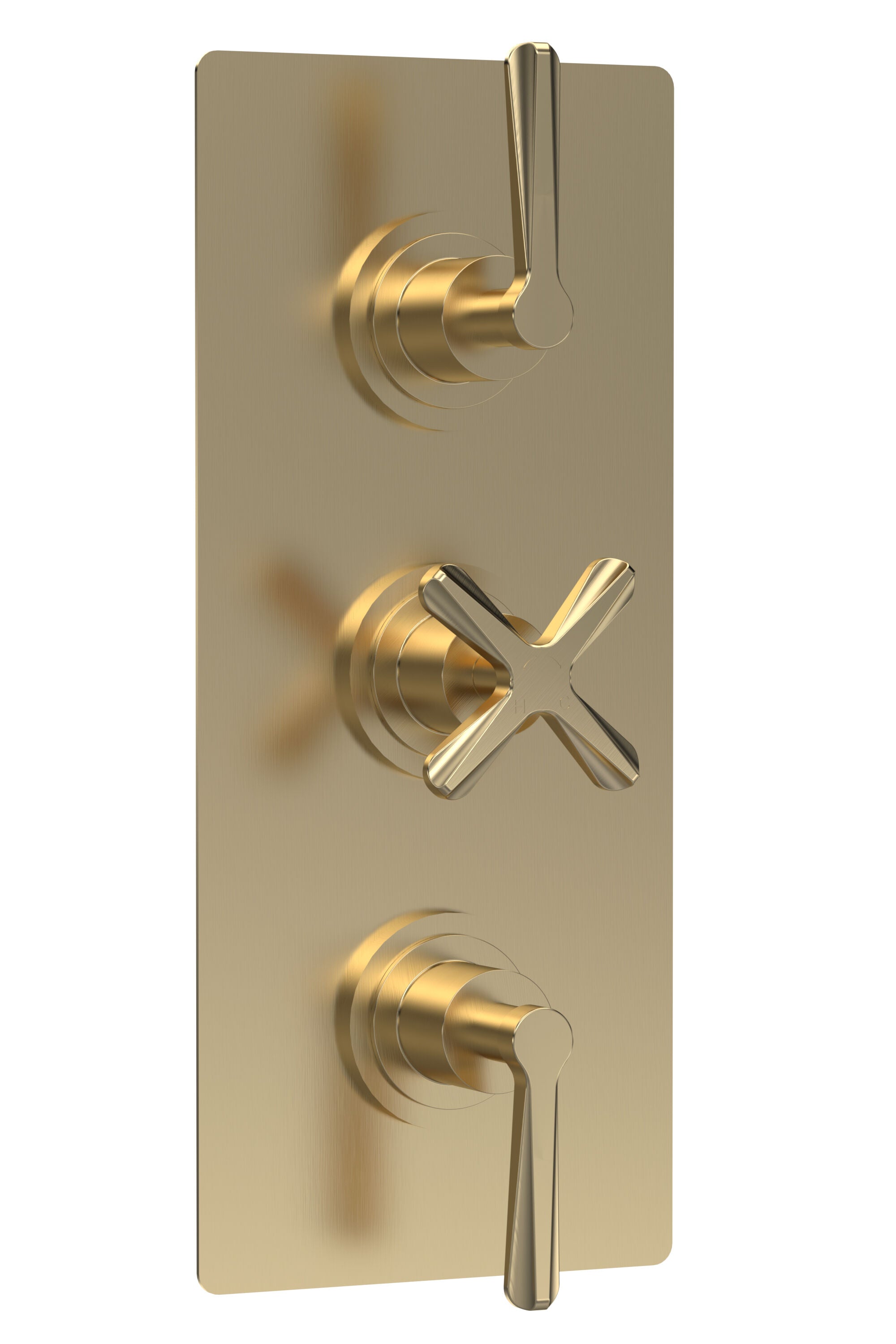 nuie Aztec Brushed Brass Concealed Triple Thermostatic Shower Valve With Diverter