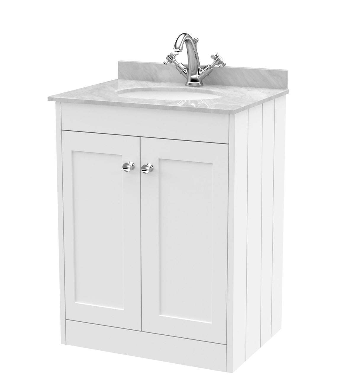 Old London Ashwick 600mm Floorstanding 2-Door Unit With Marble Top 1 Tap Hole