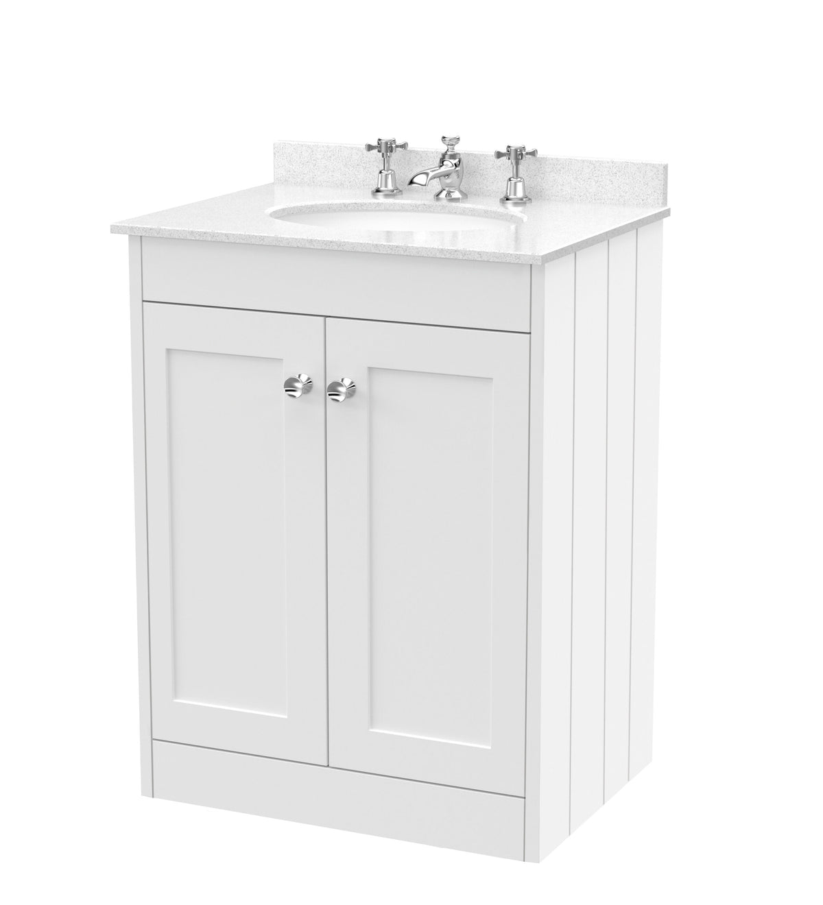 Old London Ashwick 600mm Floorstanding 2-Door Unit With Marble Top 3 Tap Hole