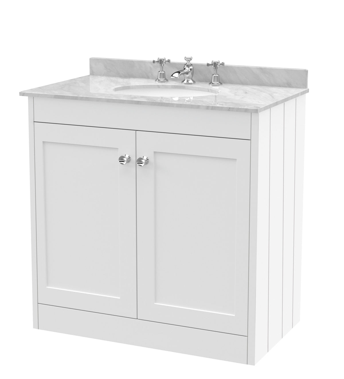 Old London Ashwick 800mm Floorstanding 2-Door Unit With Marble Top 3 Tap Hole