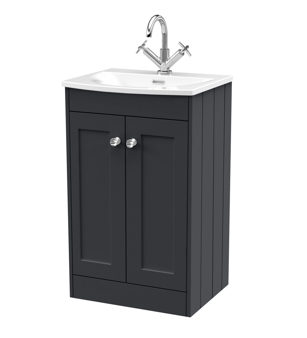 Old London Ashwick Satin 500mm Floorstanding 2-Door Unit With Curved Basin