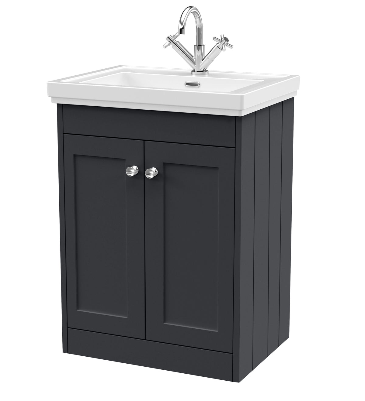 Old London Ashwick Satin 600mm Floorstanding 2-Door Unit With Basin 1 Tap Hole