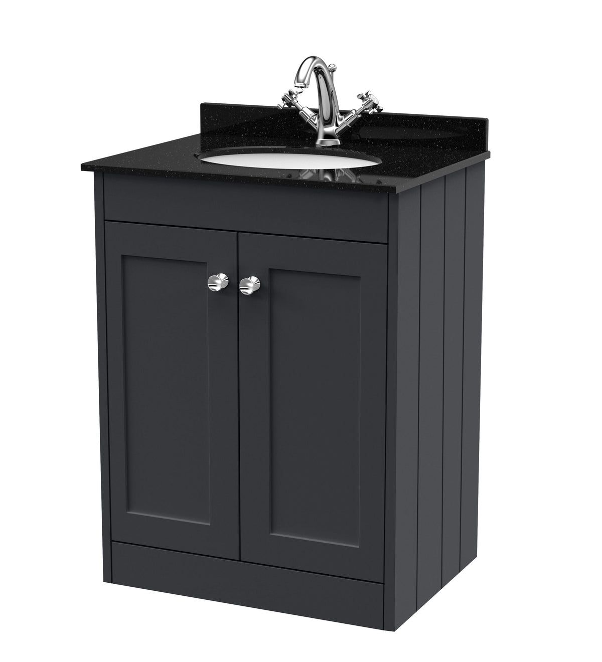 Old London Ashwick Satin 600mm Floorstanding 2-Door Unit With Marble Top 1 Tap Hole