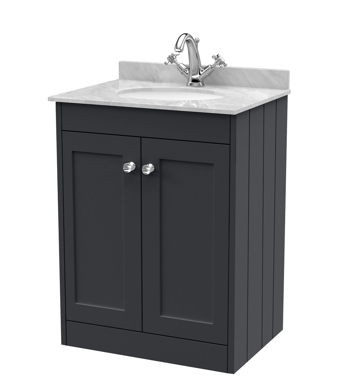 Old London Ashwick Satin 600mm Floorstanding 2-Door Unit With Marble Top 1 Tap Hole