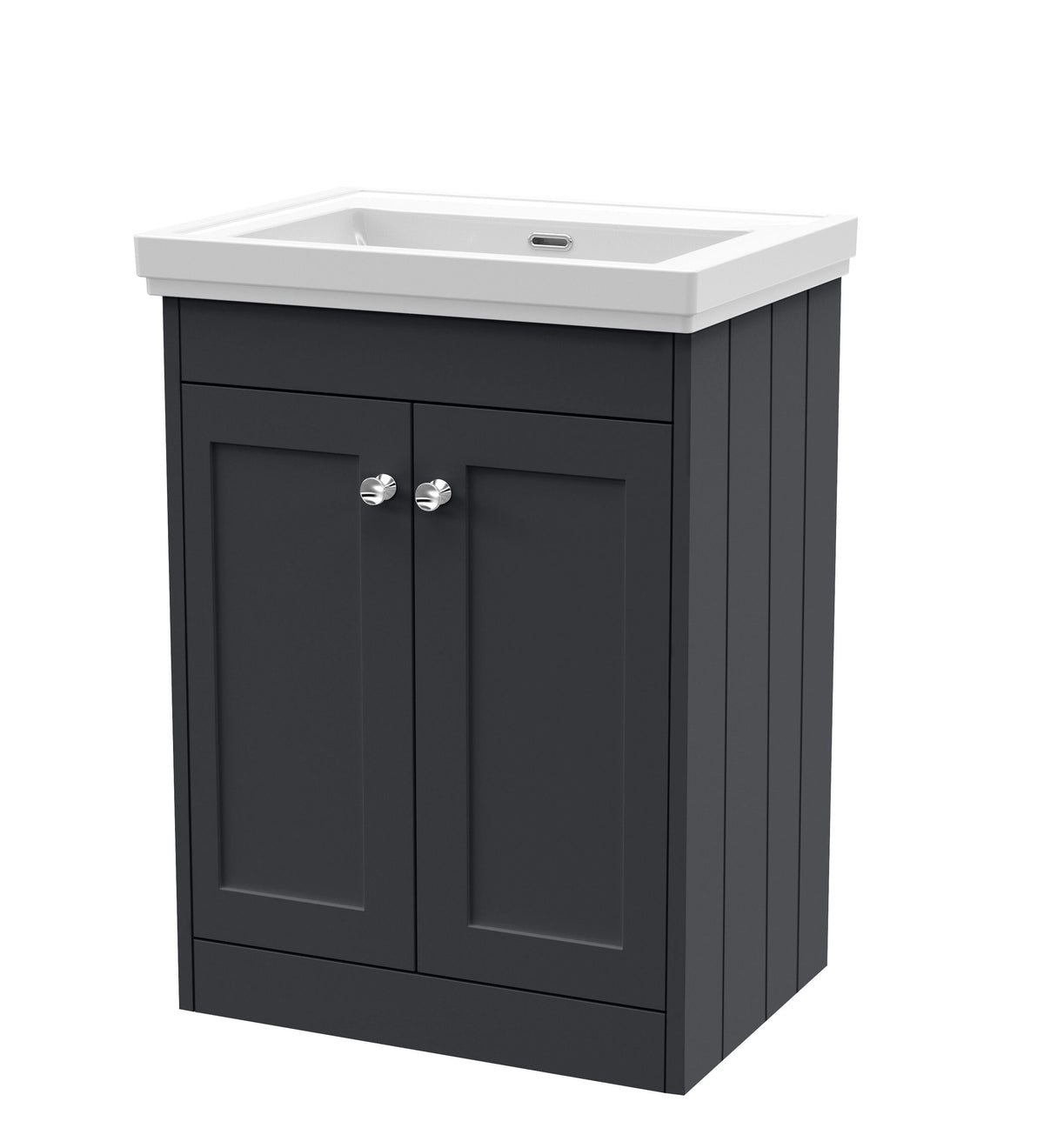 Old London Ashwick Satin 600mm Floorstanding 2-Door Unit With Basin No Tap Hole