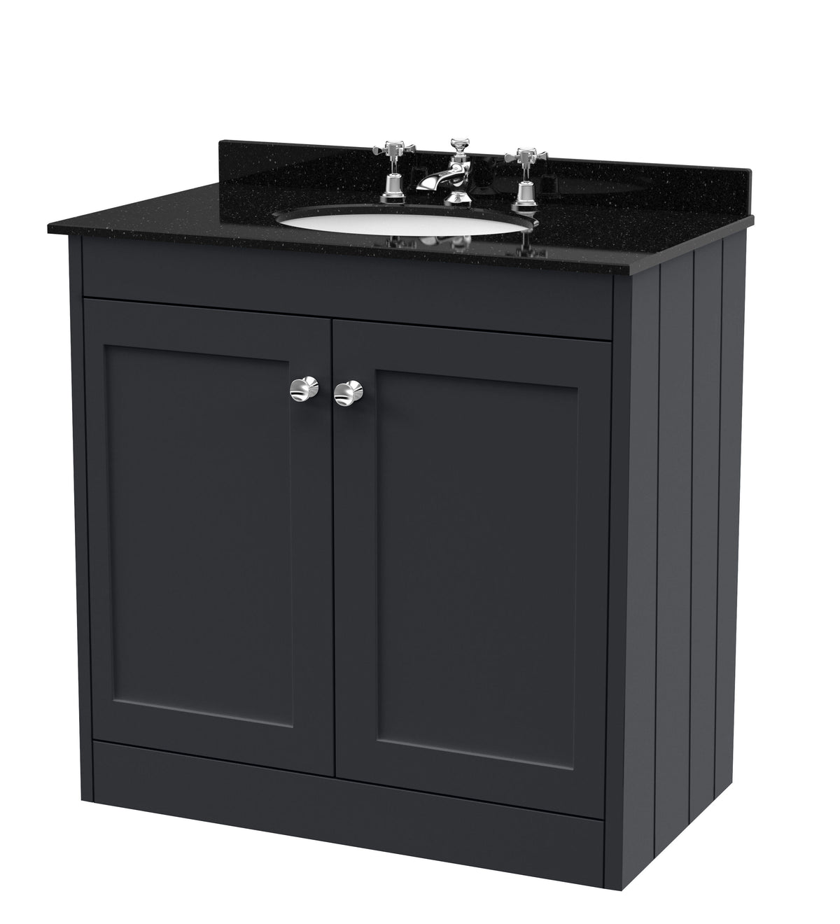 Old London Ashwick Satin 800mm Floorstanding 2-Door Unit With Marble Top 3 Tap Hole