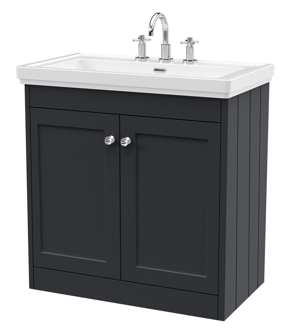 Old London Ashwick Satin 800mm Floorstanding 2-Door Unit With Basin 3 Tap Hole