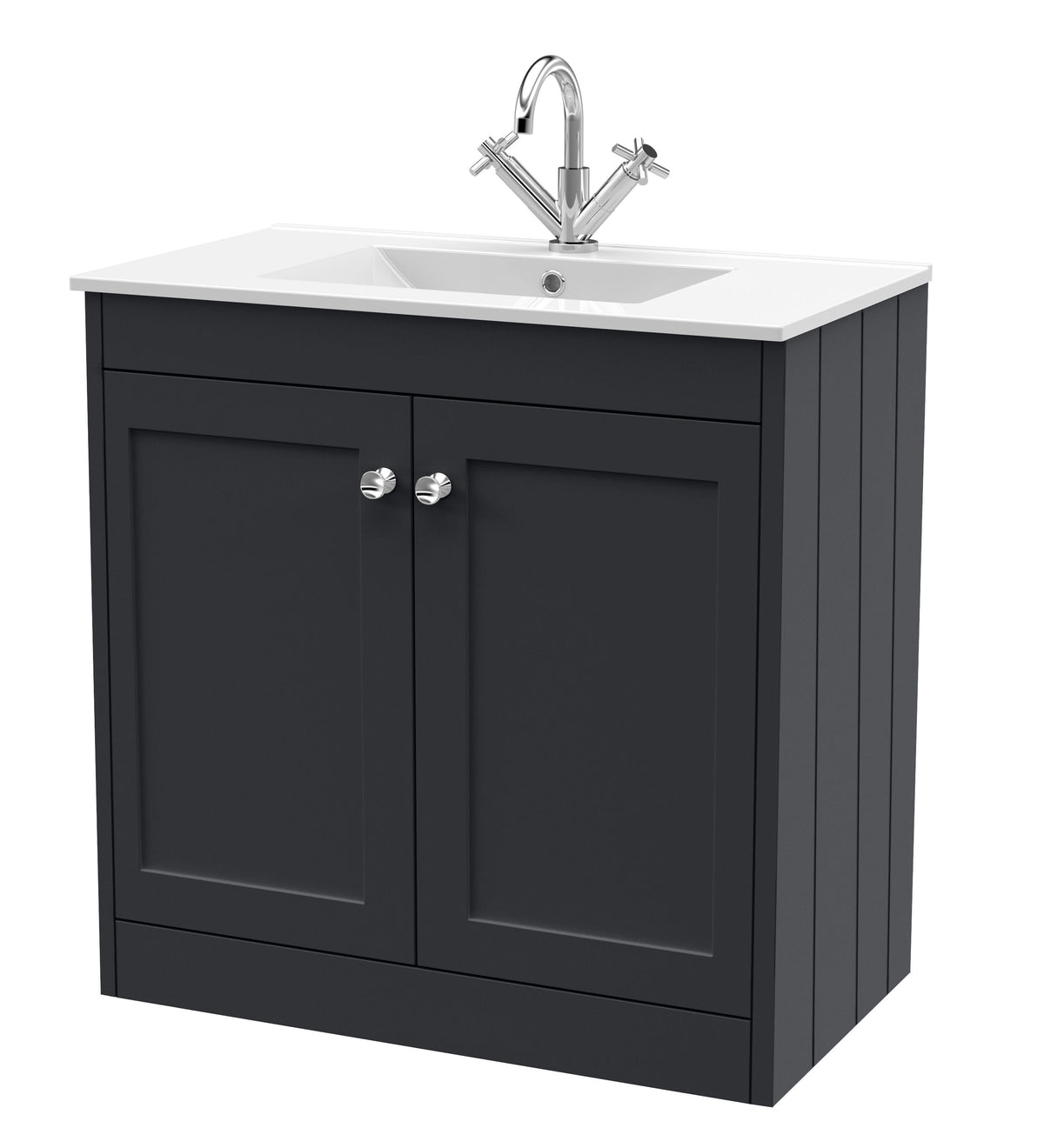 Old London Ashwick Satin 800mm Floorstanding 2-Door Unit With Basin 1 Tap Hole