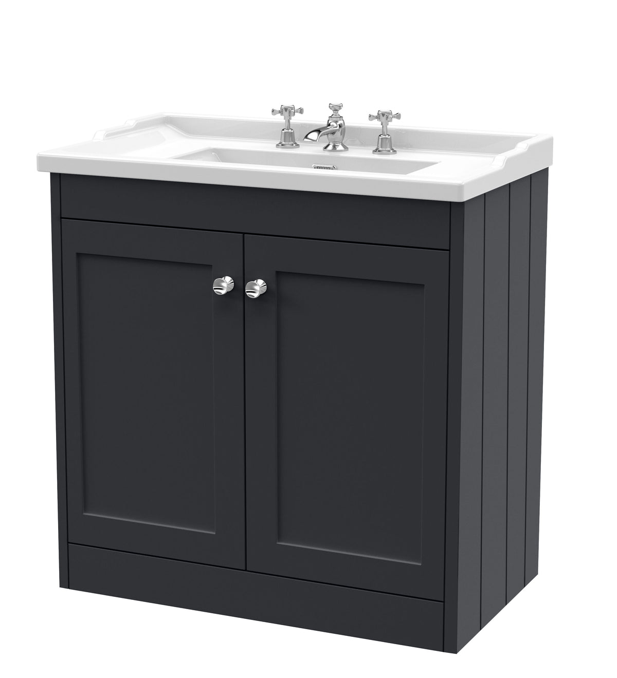 Old London Ashwick Satin 800mm Floorstanding 2-Door Unit With Basin 3 Tap Hole