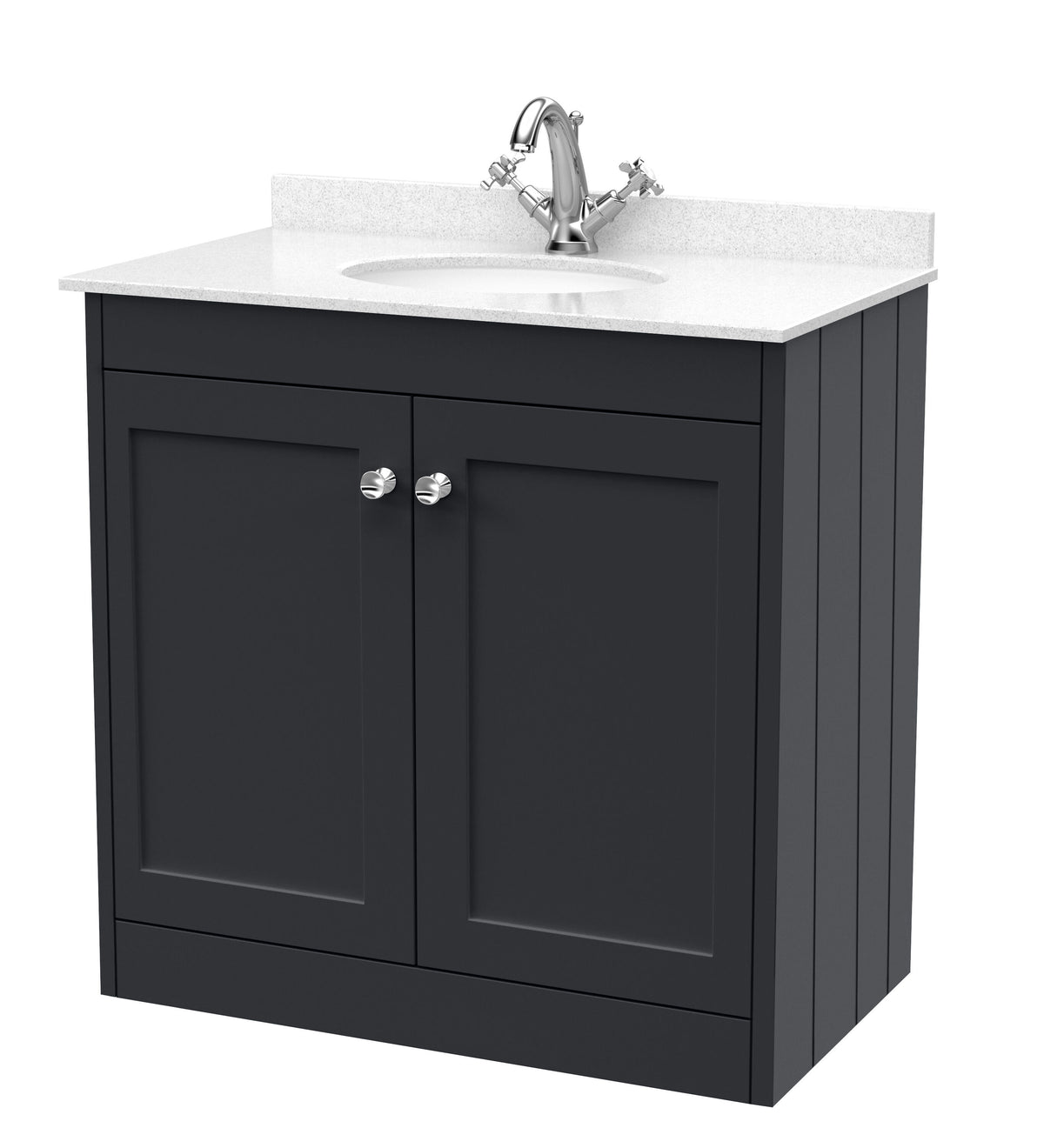 Old London Ashwick Satin 800mm Floorstanding 2-Door Unit With Marble Top 1 Tap Hole