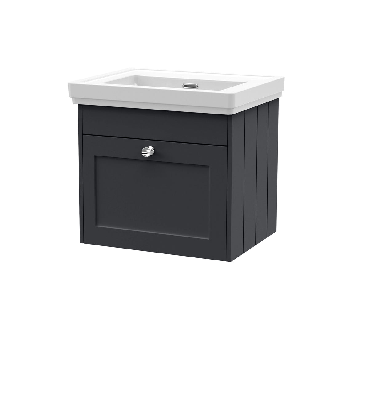 Old London Ashwick Satin 500mm Wall Hung 1-Drawer Unit With Basin No Tap Hole