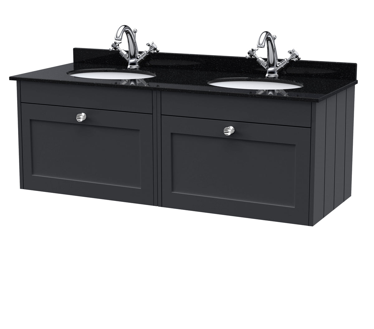 Old London Ashwick Satin 1200mm Wall Hung 2-Drawer Unit With Marble Top