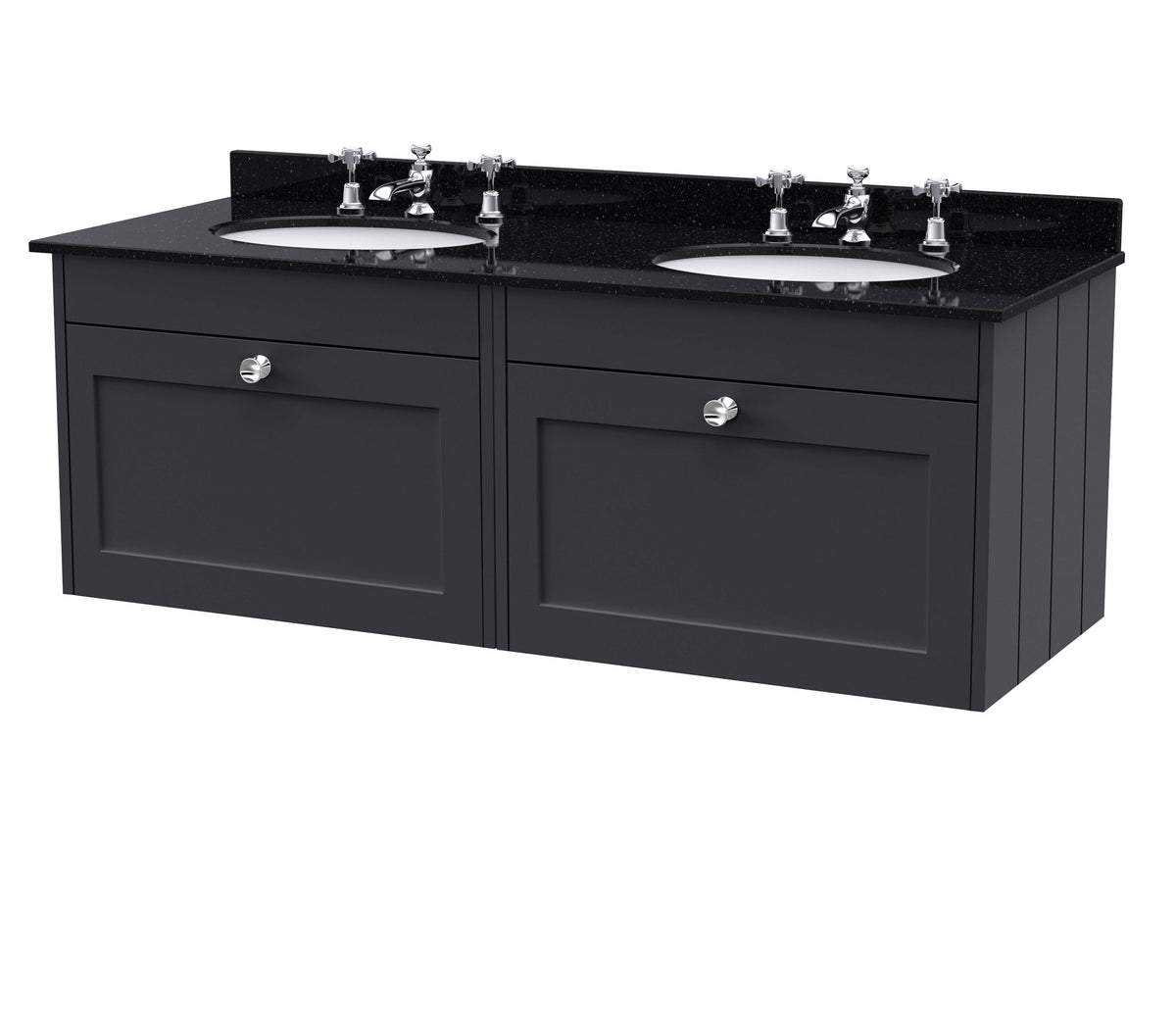 Old London Ashwick Satin 1200mm Wall Hung 2-Drawer Unit With Marble Top