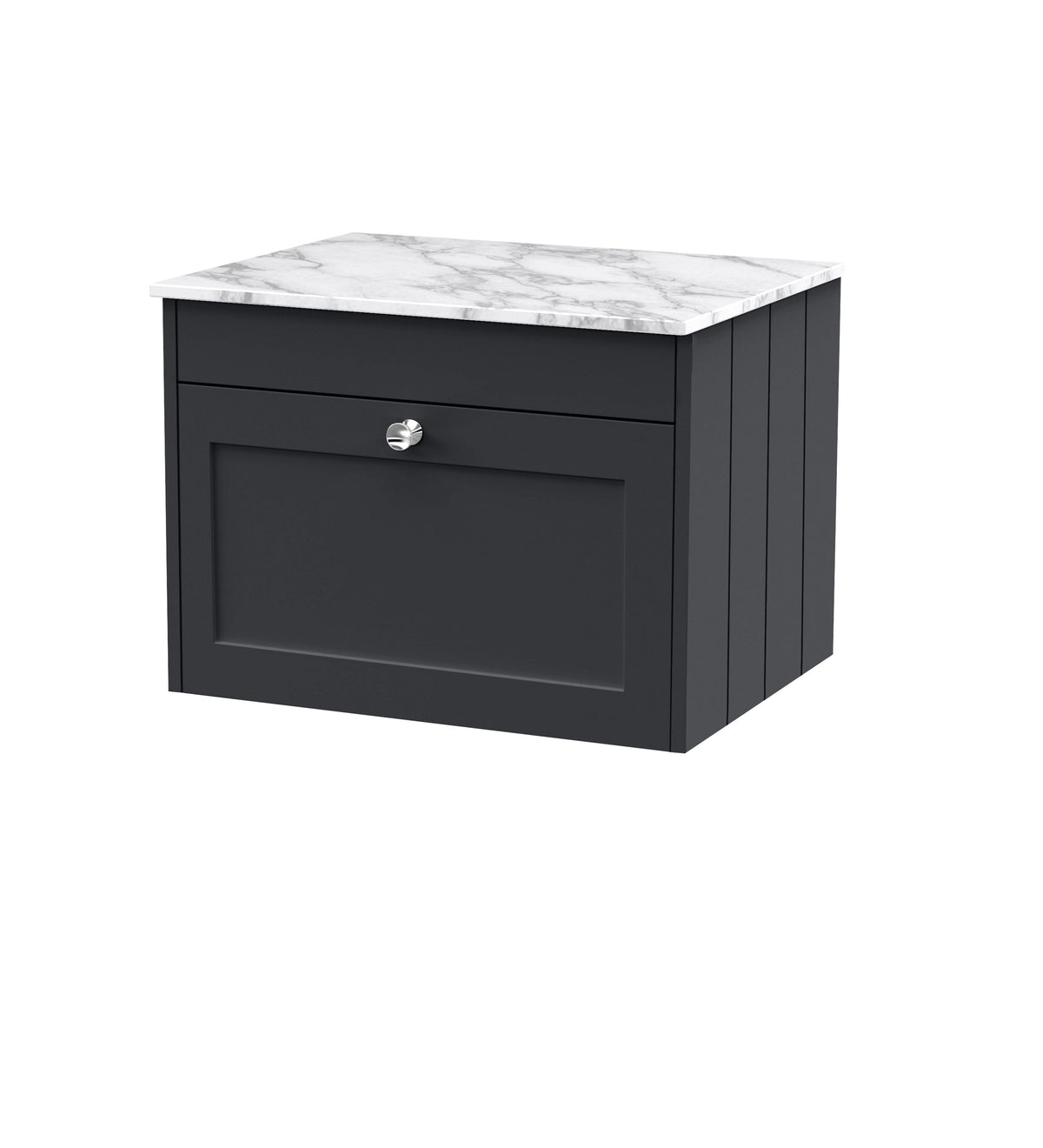 Old London Ashwick Satin 600mm Wall Hung 1-Drawer Unit With Marble Top