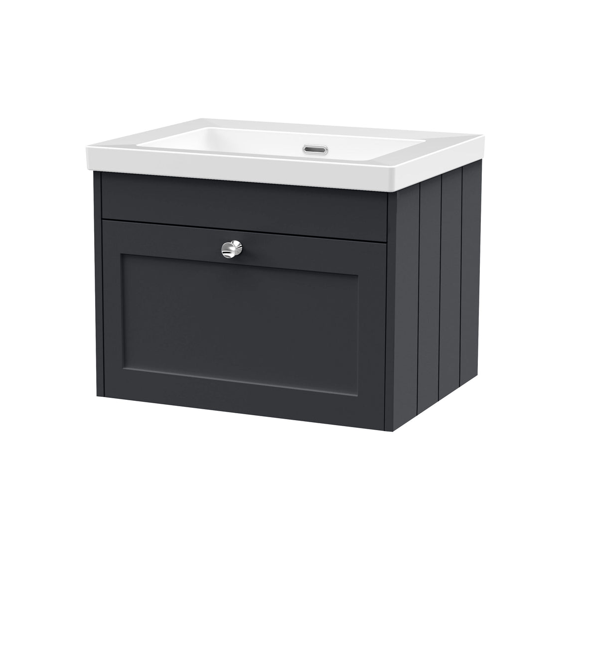Old London Ashwick Satin 600mm Wall Hung 1-Drawer Unit With Basin No Tap Hole
