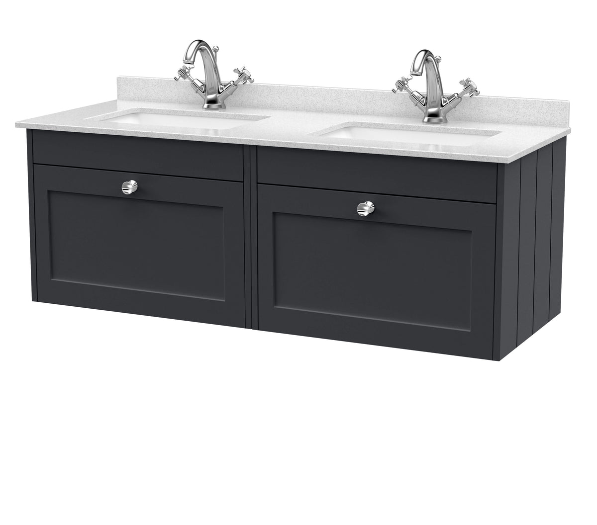 Old London Ashwick Satin 1200mm Wall Hung 2-Drawer Unit With Marble Top