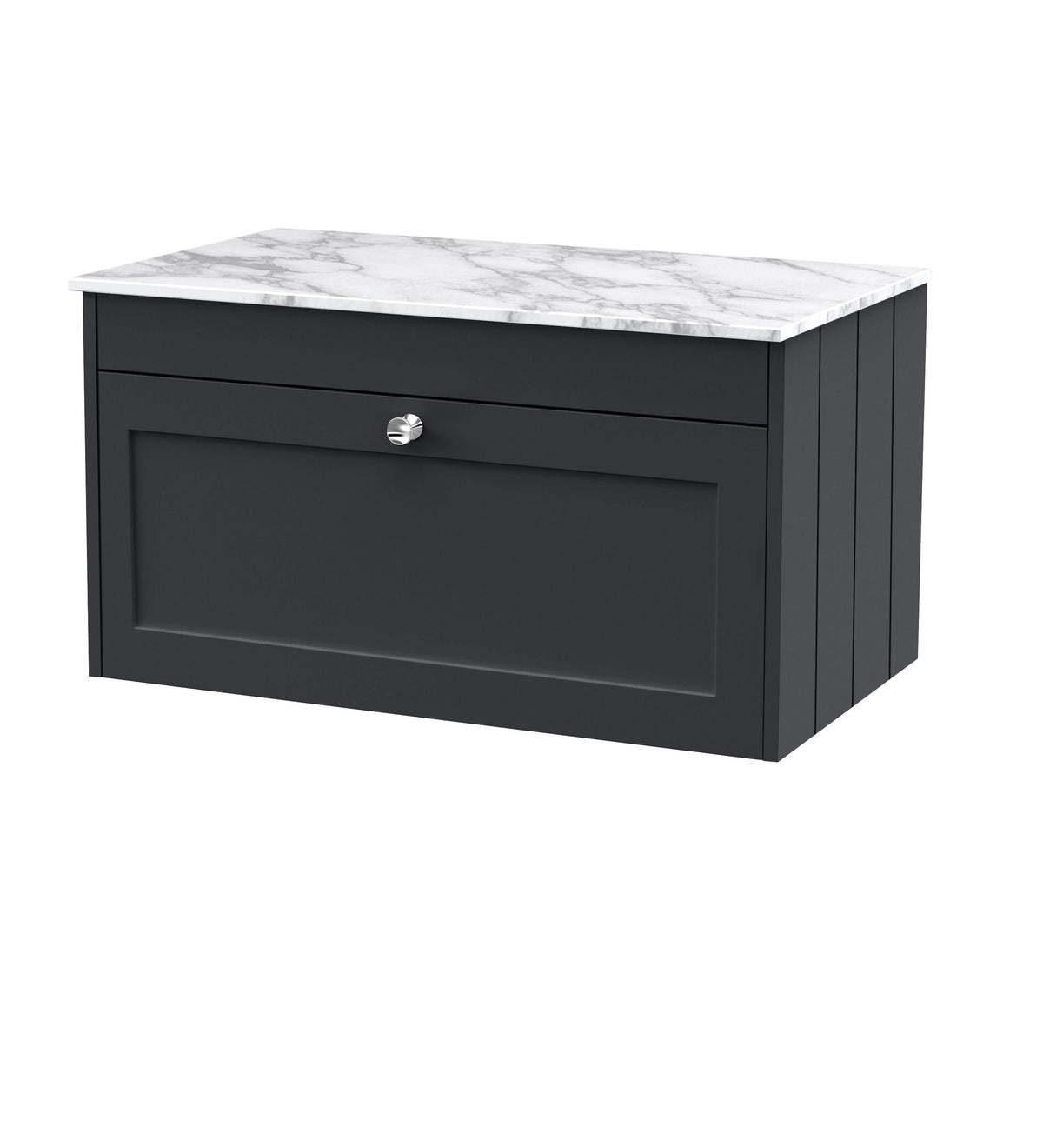 Old London Ashwick Satin 800mm Wall Hung 1-Drawer Unit with Marble Top