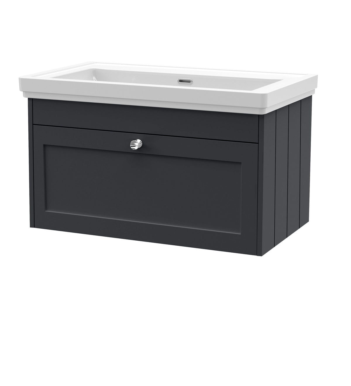 Old London Ashwick Satin 800mm Wall Hung 1-Drawer Unit With Basin No Tap Hole