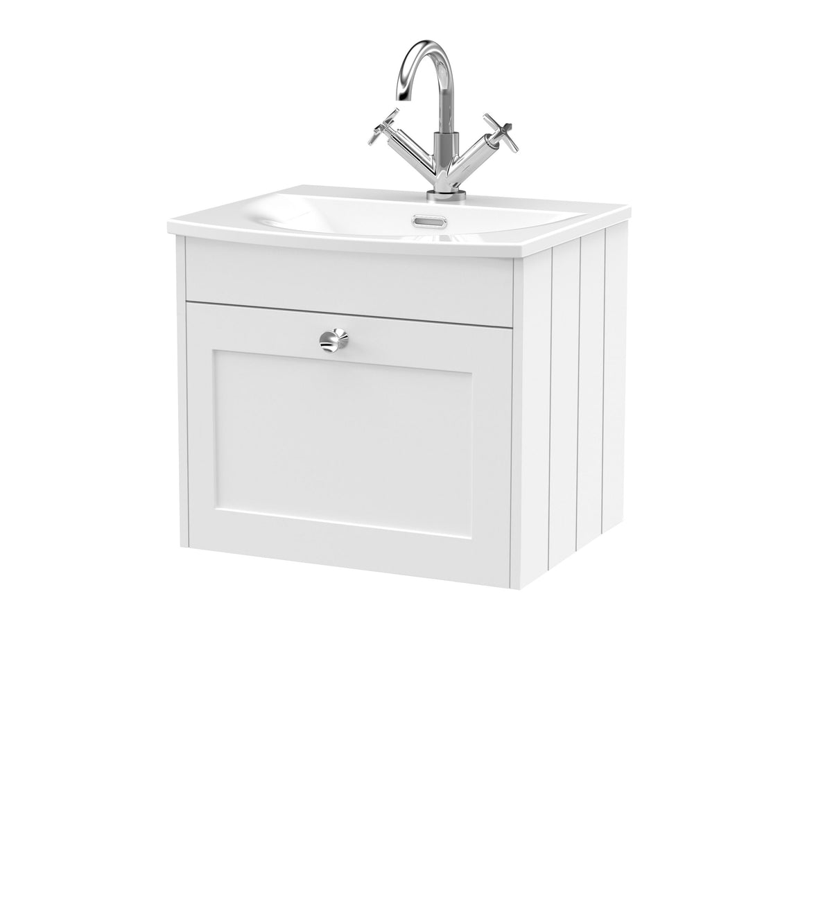 Old London Ashwick 500mm Wall Hung 1-Drawer Unit With Curved Basin
