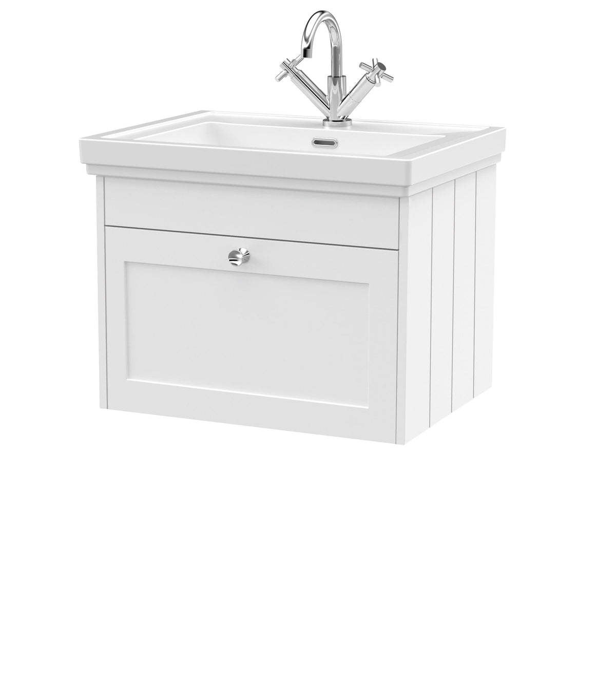 Old London Ashwick 600mm Wall Hung 1-Drawer Unit With Basin 1 Tap Hole