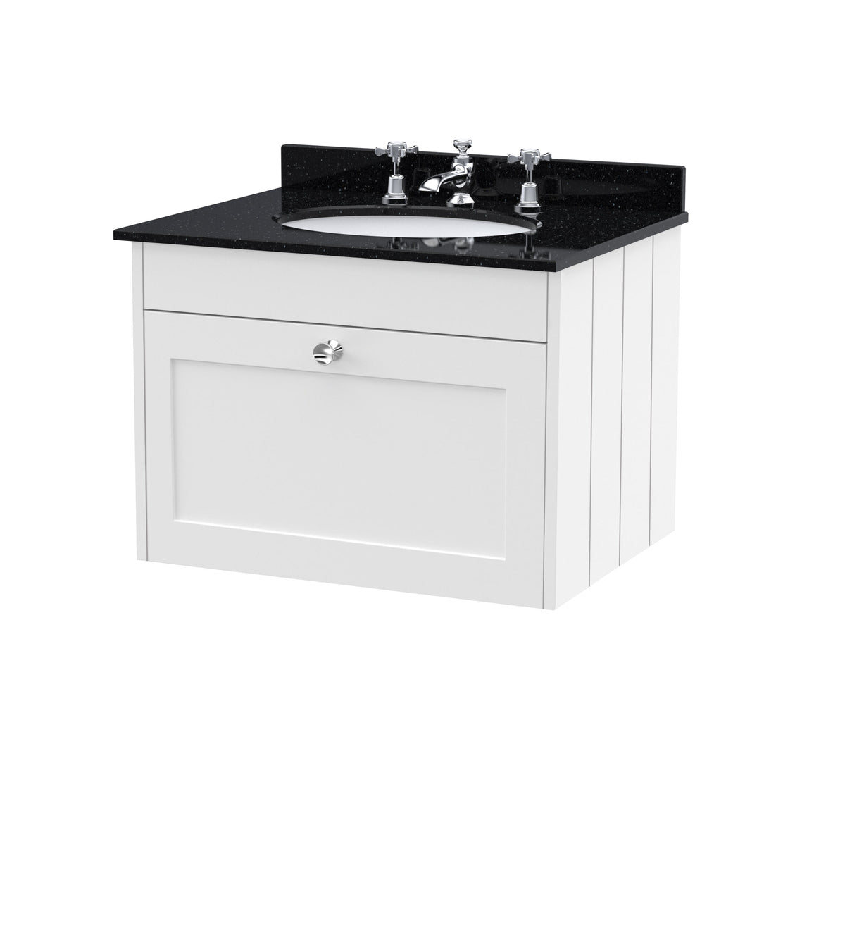 Old London Ashwick 600mm Wall Hung 1-Drawer Unit With Marble Top 3 Tap Hole
