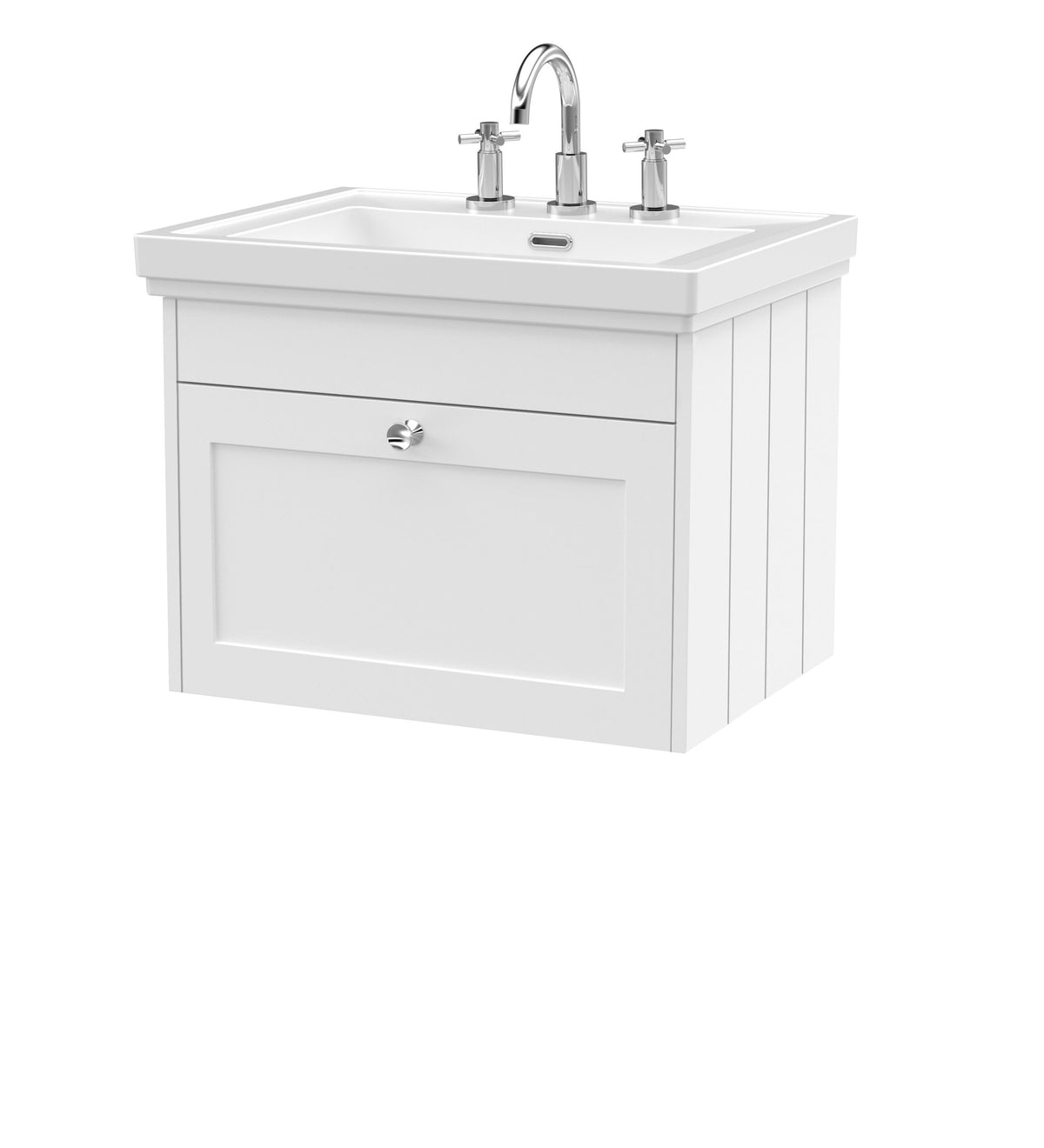 Old London Ashwick 600mm Wall Hung 1-Drawer Unit With Basin 3 Tap Hole