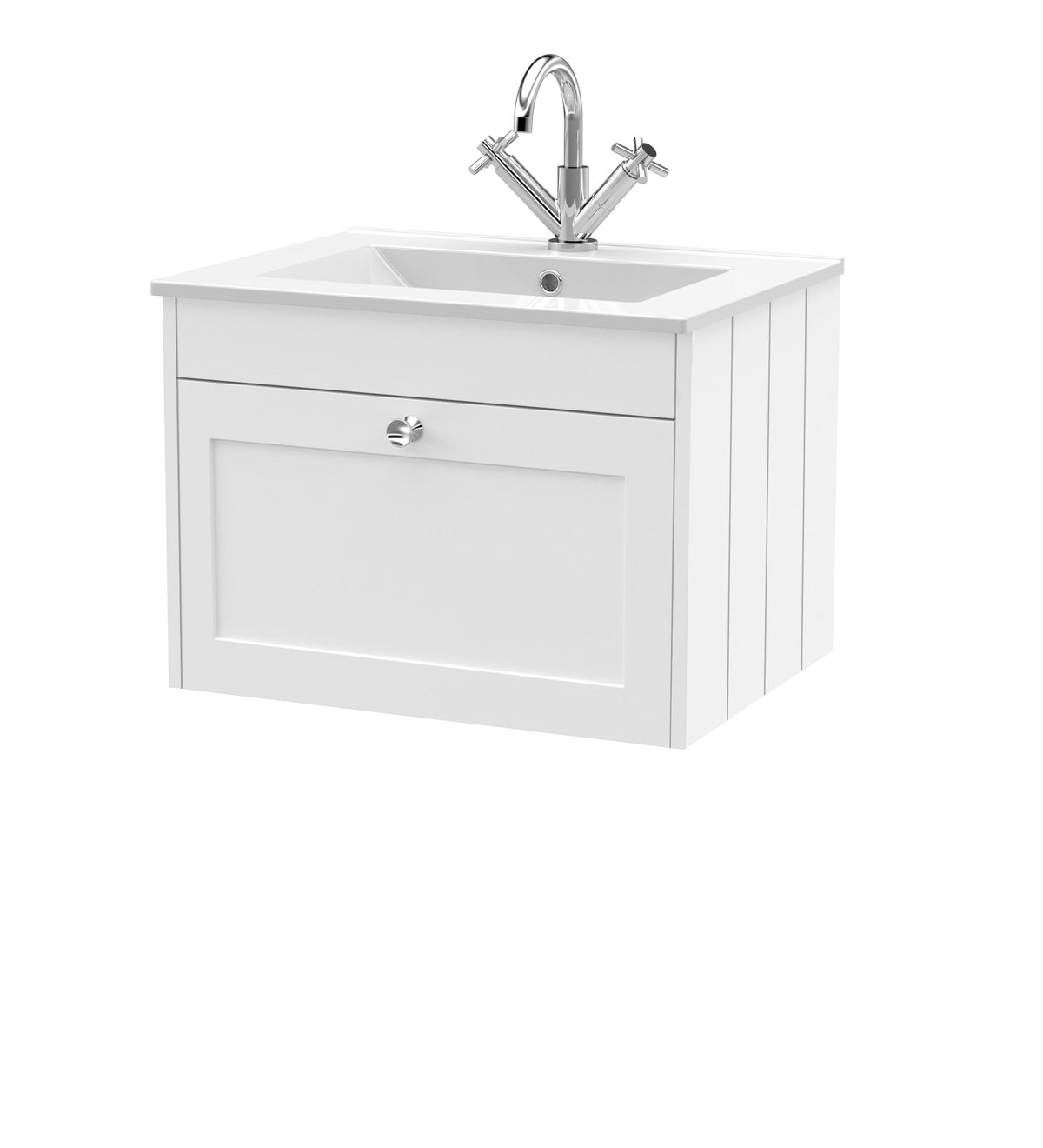 Old London Ashwick 600mm Wall Hung 1-Drawer Unit With Basin 1 Tap Hole