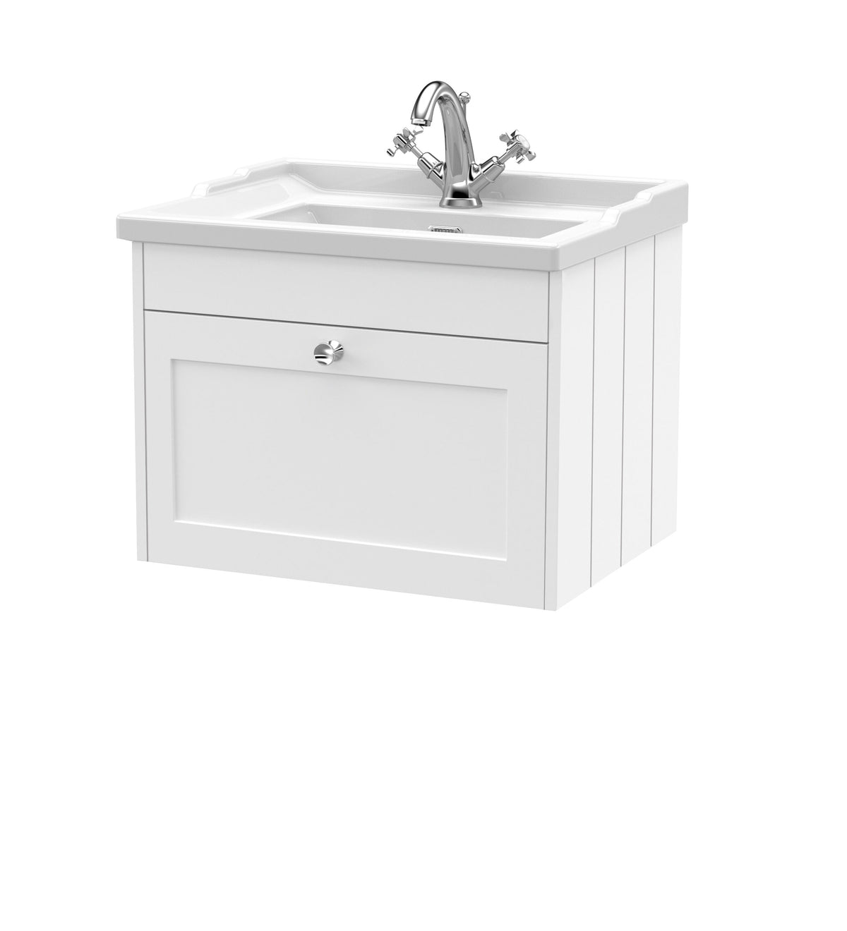 Old London Ashwick 600mm Wall Hung 1-Drawer Unit With Basin 1 Tap Hole