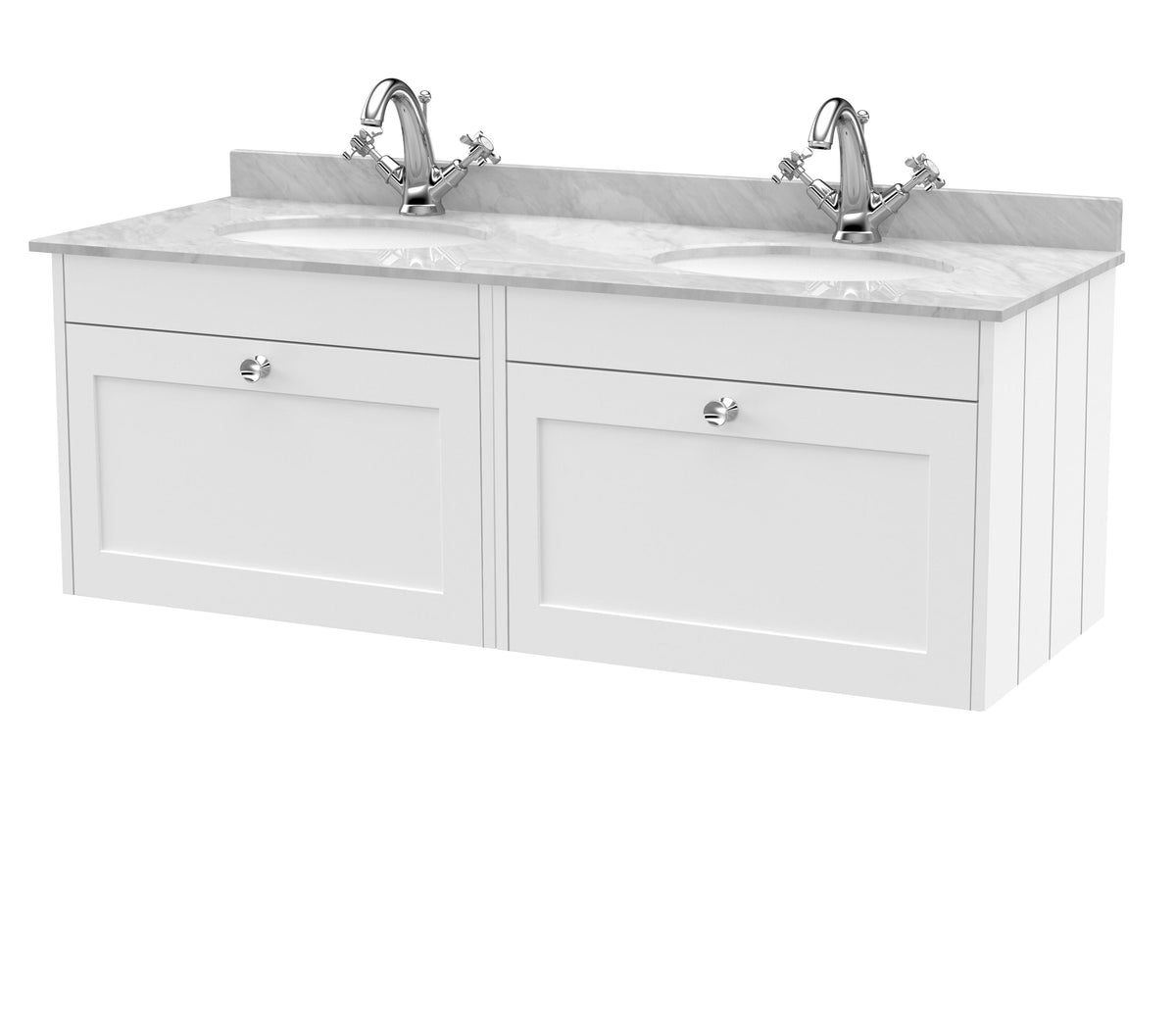 Old London Ashwick 1200mm Wall Hung 2-Drawer Unit With Marble Top